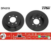 TRW 2 X BRAKE DISC DF4319 FOR MITSUBISHI PROTON