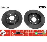 TRW 2 X BRAKE DISC DF4322 FOR MERCEDES-BENZ