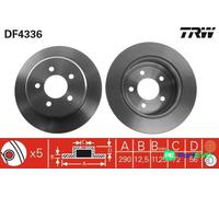TRW 2 X BRAKE DISC DF4336 FOR CHRYSLER DODGE