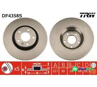 TRW 2 X BRAKE DISC DF4358S FOR AUDI