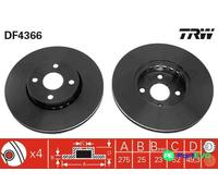 TRW 2 X BRAKE DISC DF4366 FOR TOYOTA