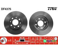 TRW 2 X BRAKE DISC DF4375 FOR FIAT FORD