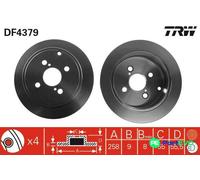 TRW 2 X BRAKE DISC DF4379 FOR TOYOTA