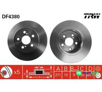 TRW 2 X BRAKE DISC DF4380 FOR TOYOTA