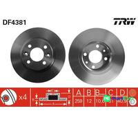 TRW 2 X BRAKE DISC DF4381 FOR RENAULT DACIA