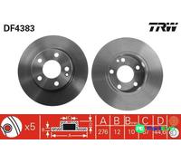 TRW 2 X BRAKE DISC DF4383 FOR MERCEDES-BENZ