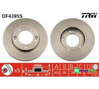 TRW 2 X BRAKE DISC DF4395S FOR KIA