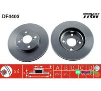 TRW 2 X BRAKE DISC DF4403 FOR TOYOTA