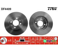 TRW 2 X BRAKE DISC DF4409 FOR HYUNDAI