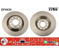 TRW 2 X BRAKE DISC DF4434 FOR AUDI
