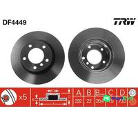 TRW 2 X BRAKE DISC DF4449 FOR BMW