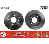 TRW 2 X BRAKE DISC DF4463 FOR MITSUBISHI SMART