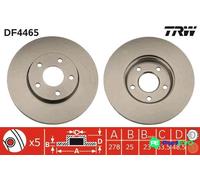 TRW 2 X BRAKE DISC DF4465 FOR FORD VOLVO