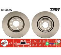 TRW 2 X BRAKE DISC DF4475 FOR FIAT