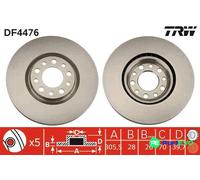 TRW 2 X BRAKE DISC DF4476 FOR ALFA ROMEO