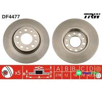 TRW 2 X BRAKE DISC DF4477 FOR ALFA ROMEO