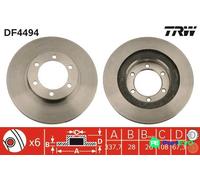 TRW 2 X BRAKE DISC DF4494 FOR TOYOTA