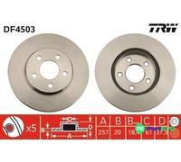 TRW 2 X BRAKE DISC DF4503 FOR CHRYSLER DODGE PLYMOUTH