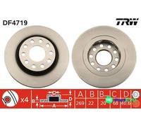 TRW 2 X BRAKE DISC DF4719 FOR AUDI