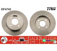 TRW 2 X BRAKE DISC DF4742 FOR NISSAN