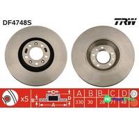 TRW 2 X BRAKE DISC DF4748S FOR CITROËN PEUGEOT