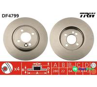 TRW 2 X BRAKE DISC DF4799 FOR MINI