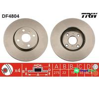 TRW 2 X BRAKE DISC DF4804 FOR TOYOTA