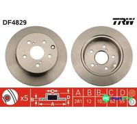 TRW 2 X BRAKE DISC DF4829 FOR TOYOTA