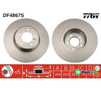 TRW 2 X BRAKE DISC DF4867S FOR LAND ROVER