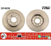 TRW 2 X BRAKE DISC DF4938 FOR OPEL VAUXHALL