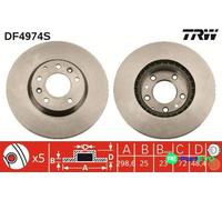 TRW 2 X BRAKE DISC DF4974S FOR MAZDA