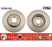 TRW 2 X BRAKE DISC DF6019S FOR FORD