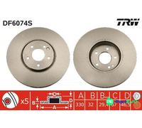 TRW 2 X BRAKE DISC DF6074S FOR CHRYSLER MERCEDES-BENZ