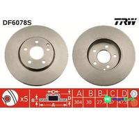 TRW 2 X BRAKE DISC DF6078S FOR MERCEDES-BENZ