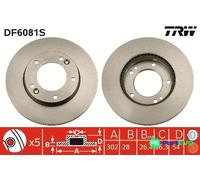 TRW 2 X BRAKE DISC DF6081S FOR KIA