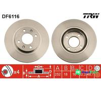 TRW 2 X BRAKE DISC DF6116 FOR HYUNDAI KIA