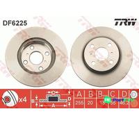 TRW 2 X BRAKE DISC DF6225 FOR TOYOTA ASTON MARTIN