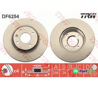 TRW 2 X BRAKE DISC DF6254 FOR CHEVROLET