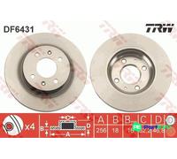 TRW 2 X BRAKE DISC DF6431 FOR HYUNDAI