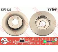 TRW 2 X BRAKE DISC DF7923 FOR OPEL VAUXHALL CHEVROLET