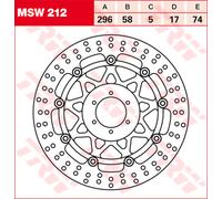 TRW Brake disc with ABE MSW212,DIAM.296MM,FLOAT.