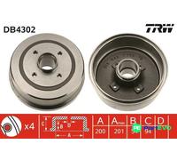 TRW BRAKE DRUM DB4302 FOR OPEL VAUXHALL