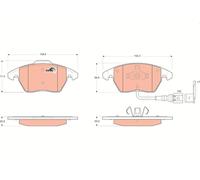 TRW Brake Pads GDB1550 Audi A1 (8X1)(2010->) 1.2 - 63Kw 85Hp TFSI (CBZA)