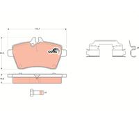 TRW Brake Pads GDB1630 For Mercedes-Benz A-Class (169) 2004- 1.7 85kW Front Axle