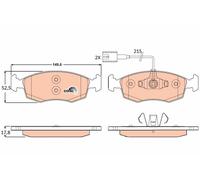 TRW Brake Pads GDB1900 Front Axle For Fiat 500 0.9 48kW 65HP With Wear Sensor