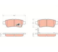 TRW Brake Pads GDB3405 For Nissan Navara Pick-Up (d40m) 2005- 2.5 126kW Rear