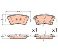 TRW Brake Pads GDB3594 Hyundai I20 2014-2018 1.0 74kw 99cv TGDi Rear