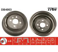 TRW DB4003 Brake Drum for BEDFORD,HOLDEN,OPEL,RANGER,VAUXHALL
