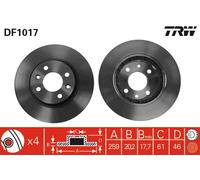 TRW DF1017 Brake Disc for RENAULT