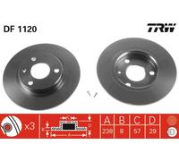 TRW DF1120 Brake Disc for CITROËN,MEGA,PEUGEOT
